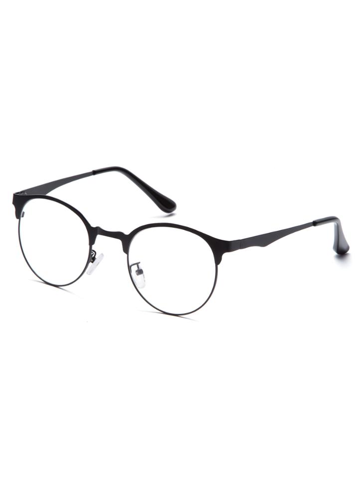 Shein Black Metal Browline Round Glasses
