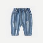 Shein Boys Striped Destroyed Jeans