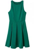 Rosewe Chic Green Sleeveless Round Neck Knee Length Dress