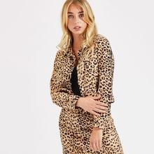 Shein Flap Pocket Front Leopard Jacket