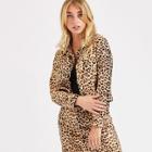 Shein Flap Pocket Front Leopard Jacket