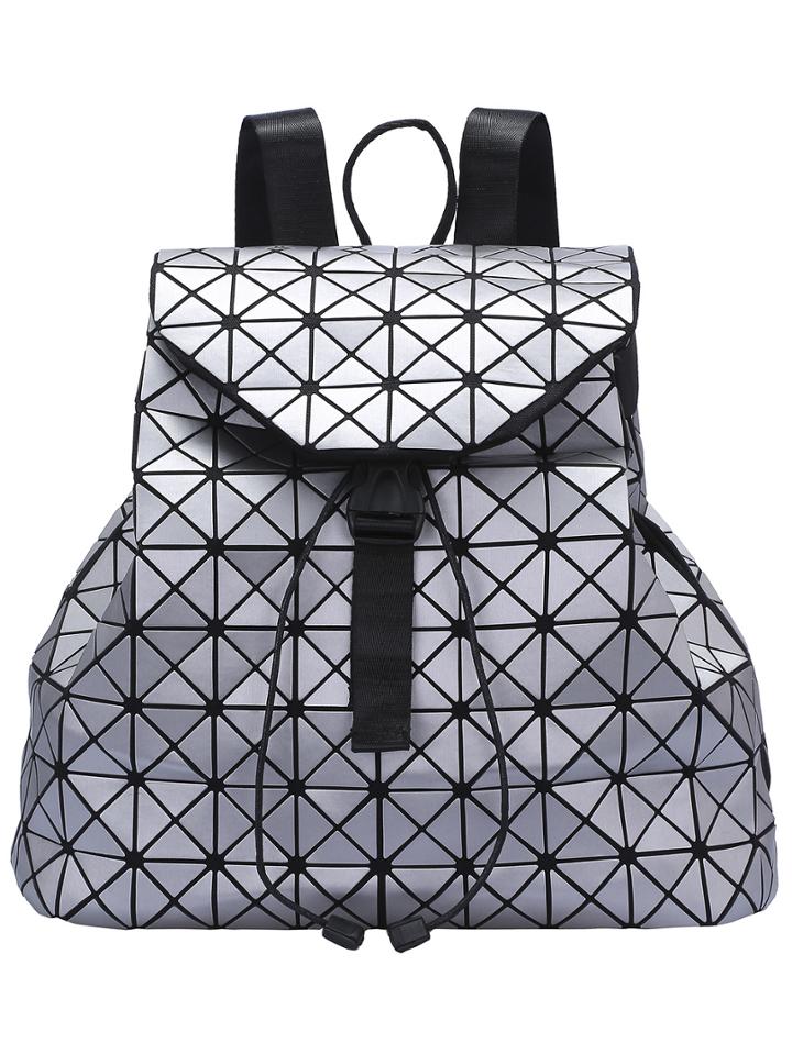 Shein Silver Geometry Print Drawstring Backpack