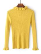Shein Ruffle Trim Ribbed Knit Sweater