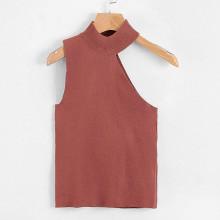 Shein Asymmetric Cut Out Shoulder Knit Top