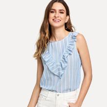 Shein Ruffle Detail Striped Top
