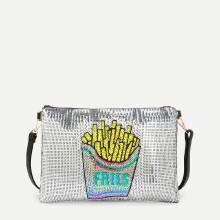 Shein French Fries Pattern Pu Clutch Bag