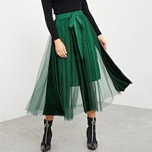 Shein Mesh Overlay Bow Tie Skirt