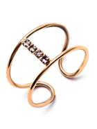 Shein Gold Plated Rhinestone Hollow Cuff Ring