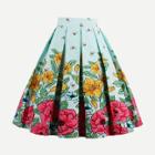 Shein Floral Print Box Pleated Skirt