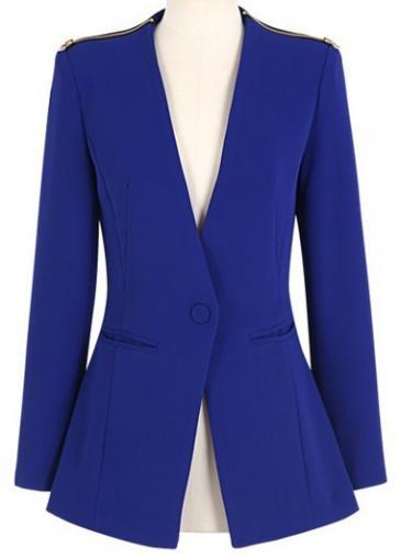 Rosewe Fine Quality Solid Blue Long Sleeve Suit With Button
