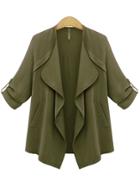 Shein Army Green Long Sleeve Drape Front Coat