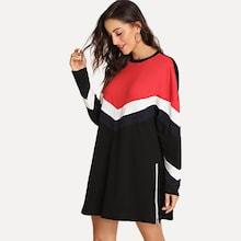 Shein Color Block Striped Tunic Pullover