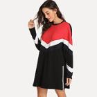 Shein Color Block Striped Tunic Pullover