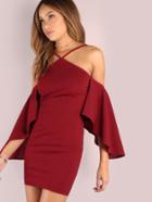Shein Asymmetrical Bell Sleeved Bodycon Mini Dress