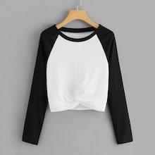Shein Cut And Sew Panel Twist Detail Tee