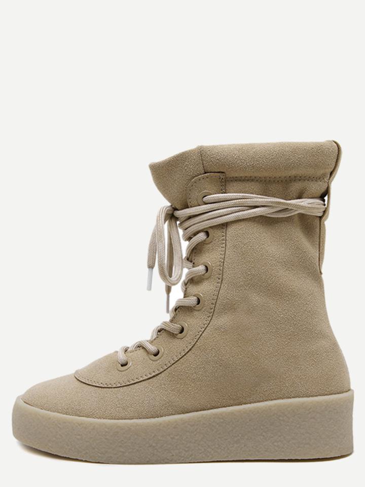 Shein Apricot Faux Suede Rubber Soled Martin Boots