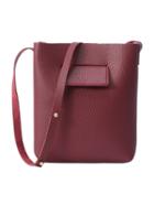 Shein Embossed Faux Leather Bucket Bag - Burgundy