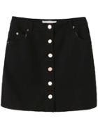 Shein Single Breasted A-line Black Skirt