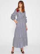 Shein Flower Patch Gathered Sleeve Belted Surplice Wrap Dress