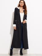 Shein Color Block Double Buttons Long Outerwear