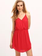 Shein Red Spaghetti Strap Criss Cross Back Sash Dress