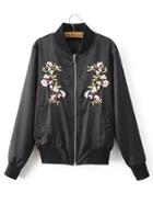 Shein Flower Embroidery Bomber Jacket