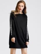 Shein Letter Tape Detail Raglan Sleeve Sweatshirt Dress