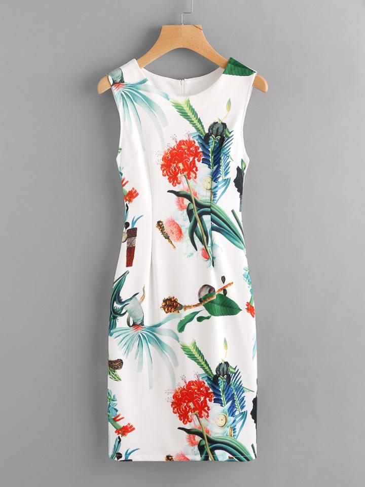 Shein Random Jungle Print Sheath Dress