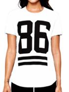 Shein White Crew Neck 86 Print Loose T-shirt