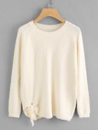 Shein Raglan Sleeve Tie Detail Textured Sweater
