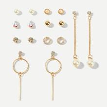 Shein Faux Pearl & Bar Earrings 8pairs