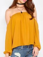 Shein Bardot Bishop Sleeve Blouse