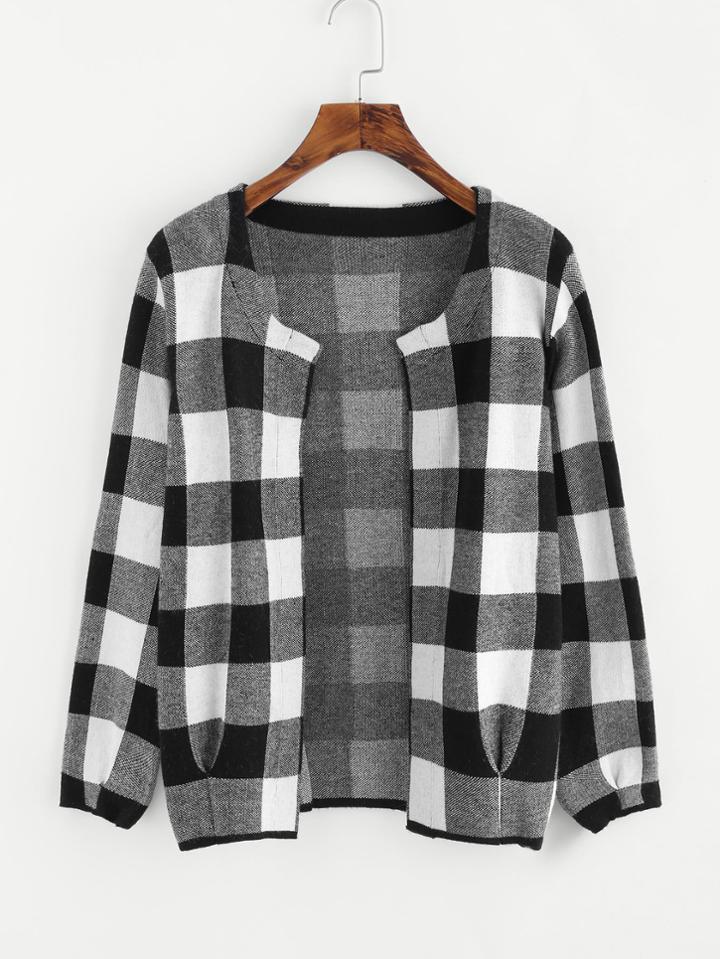 Shein Buffalo Check Cardigan