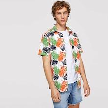 Shein Men Allover Leaf Print Shirt