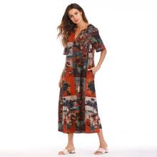 Shein Floral Print V Neck Longline Dress