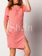 Shein Pink Side Slit Asymmetric Dress