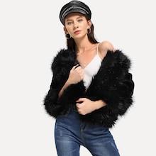 Shein Solid Faux Fur Crop Coat