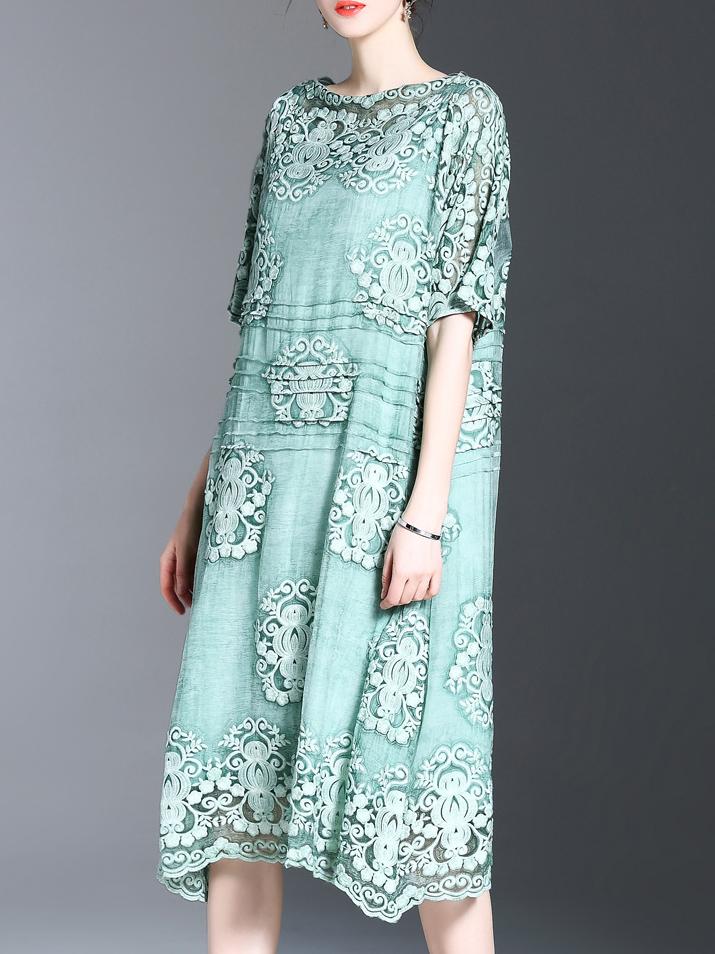 Shein Vintage Embroidered Long Dress