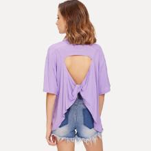 Shein Cut Out Back Twist Detail Tee