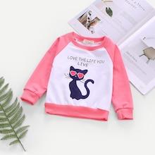 Shein Toddler Girls Contrast Raglan Sleeve Cartoon Print Sweatshirt