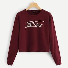 Shein Be Strong Print Crop Sweatshirt