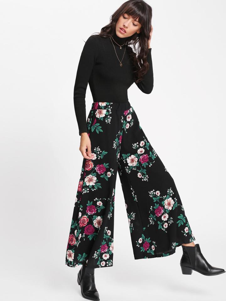 Shein Floral Culotte Pants