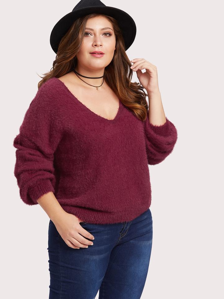 Shein Drop Shoulder Fuzzy Jumper