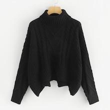 Shein Plus Asymmetrical Hem Mixed Knit Sweater