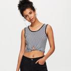 Shein Knotted Hem Striped Ringer Tank Top