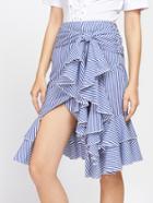 Shein Knotted Waist Overlap Flounce Trim Skirt