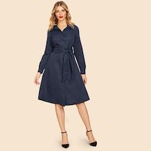 Shein 80s Self Belted Button Up Dress