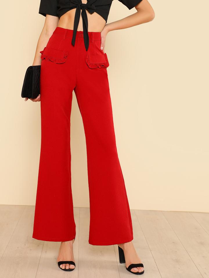Shein Frilled Faux Pocket Detail Pants