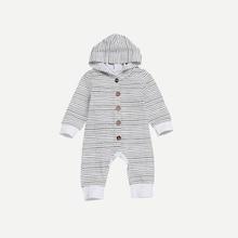 Shein Toddler Boys Button Through Hooded Striped Jumpsuit