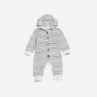 Shein Toddler Boys Button Through Hooded Striped Jumpsuit